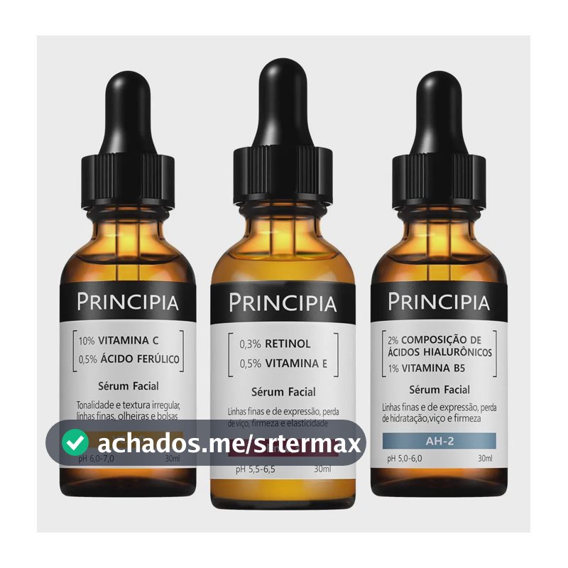 Principia Kit C/3 Séruns Vitamina C + Retinol + Hialurônicos