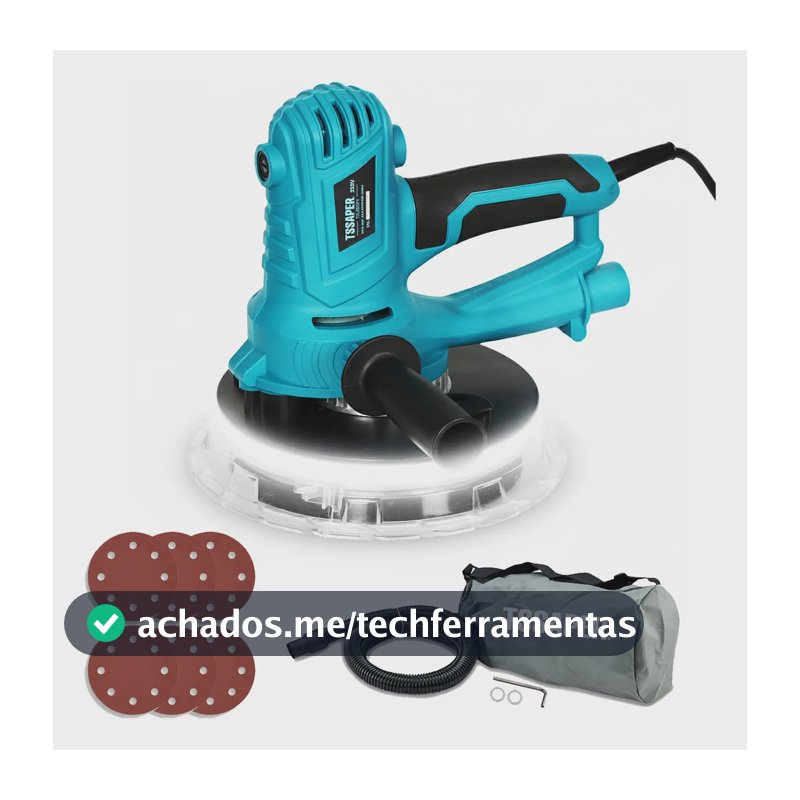 Lixadeira de Parede Profissional Tssaper 850W com LED para Massa Corrida e Drywall