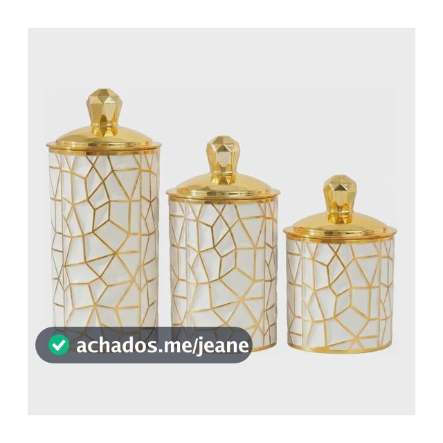 Conjunto Recipientes Cozinha Herméticos Com Tampas Douradas