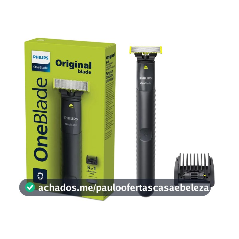 Barbeador e Aparador Elétrico Philips OneBlade com Pente 5 em 1, Sem Fio e À Prova D'Água - QP1425/10