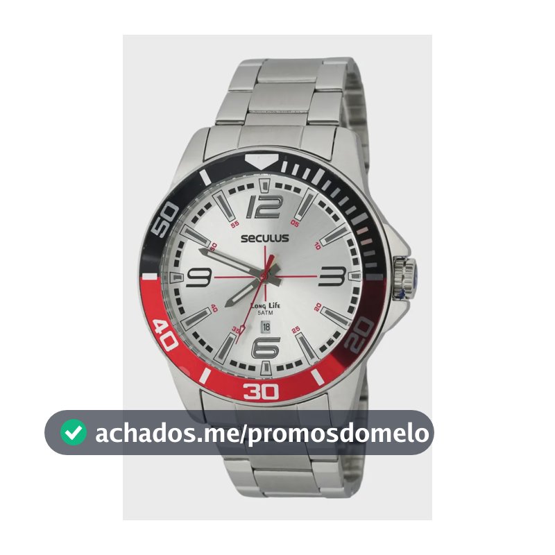 Relógio Masculino Seculus Aço Prata Com Catraca Bicolor