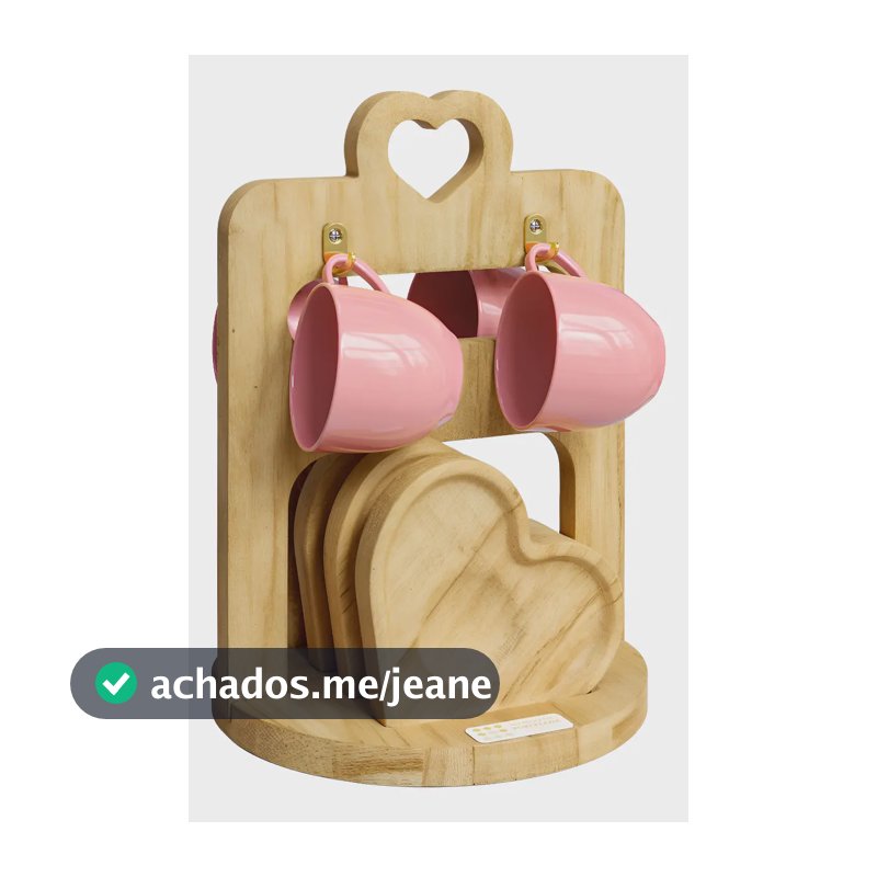 Jogo Xicara Café Rosa Porcelana E Pires Com Suporte Madeira