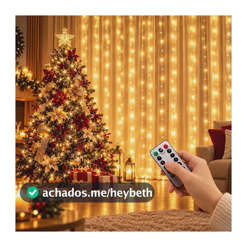 Cortina Led Pisca Natal Decoração Luzes Natalinas Festa Casamento Aniversário 3x3 Metros Enfeite Árvore 300 Leds Fio De Fada Bivolt Usb Utilizzei