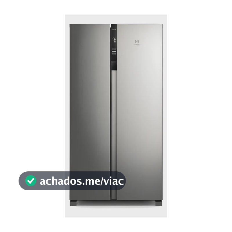 Geladeira Electrolux IS4S Frost Free Inverter 435L Side by Side cor Inox Look