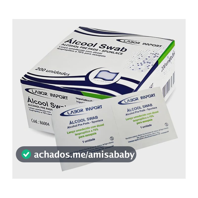 Álcool Swab Isopropílico 70% Sache Lenço Umedecido 200un