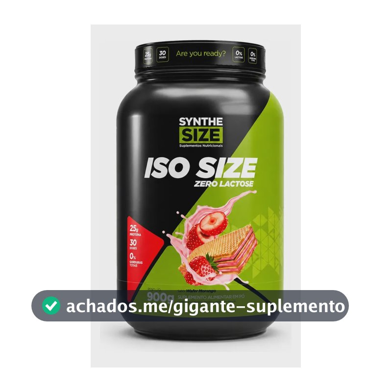 Iso Size Zero Lactose 900g Whey Isolado - Synthesize Sabor Wafer Morango