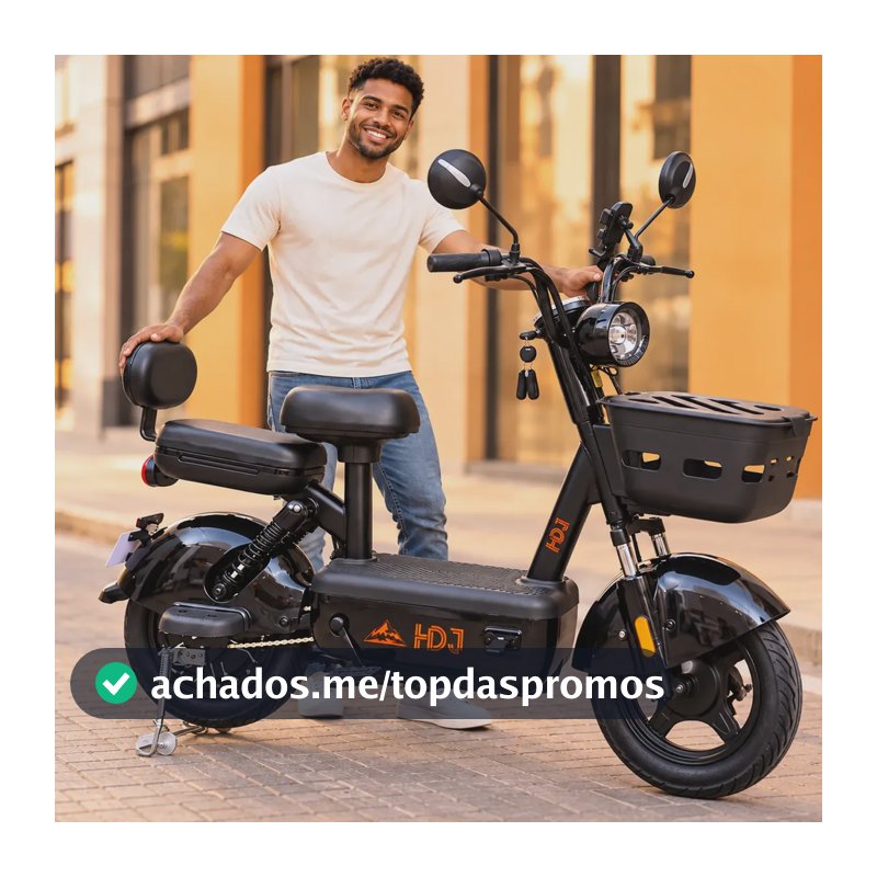 Bicicleta Elétrica Scooter 1000w 32km/h Lítio Removível 60km Preto 15010535cm