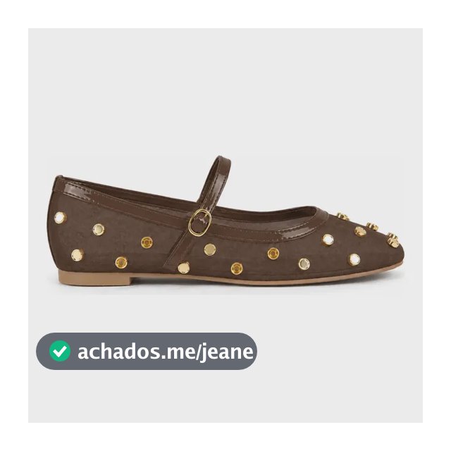 Sapatilha Tela Transparente Com Enfeites Dourado Elegante