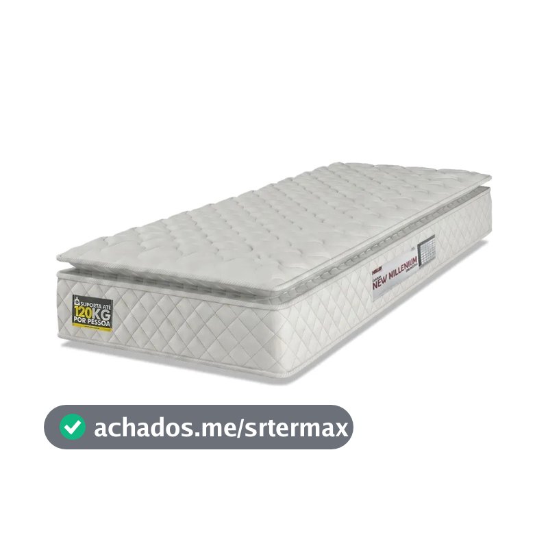 Colchão Solteiro Espuma D33 Pillow Top New Millenium Branco