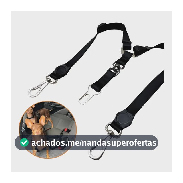 Cinto Segurança Duplo Cachorro Adaptador Passeio Carro Pet