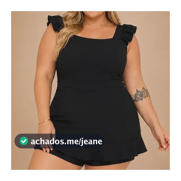 Macaquinho Feminino Plus Size Curto Babado Alça Larga Verão