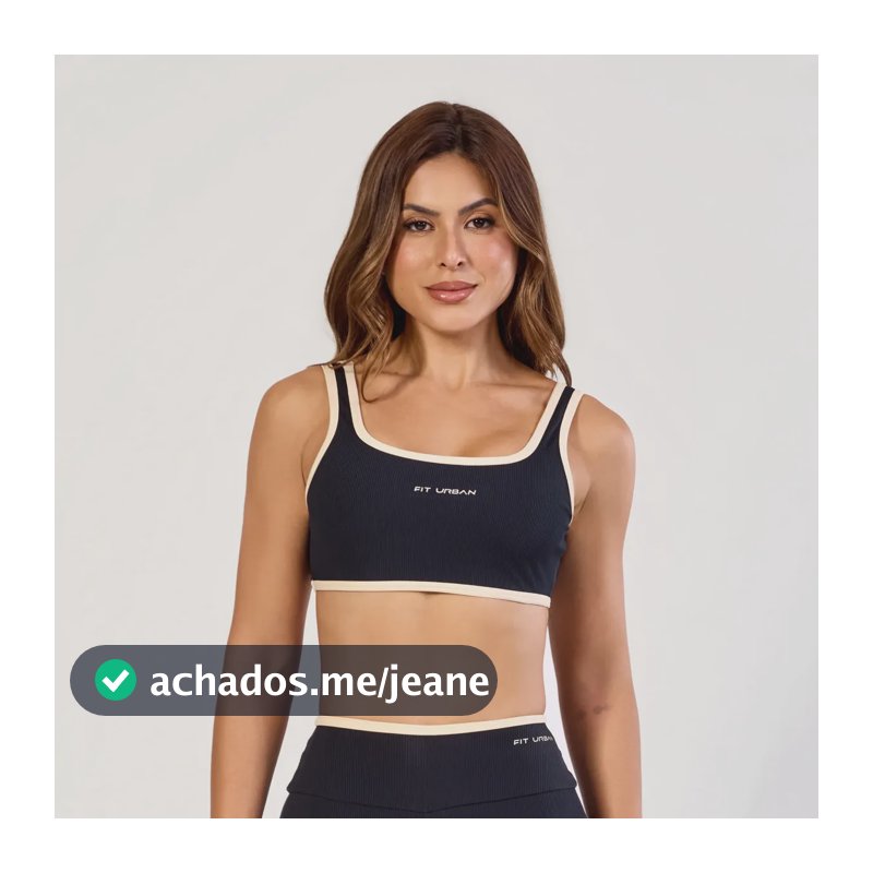 Top Fitness Canelado Feminino Academia Fit Urban Preto Liso P