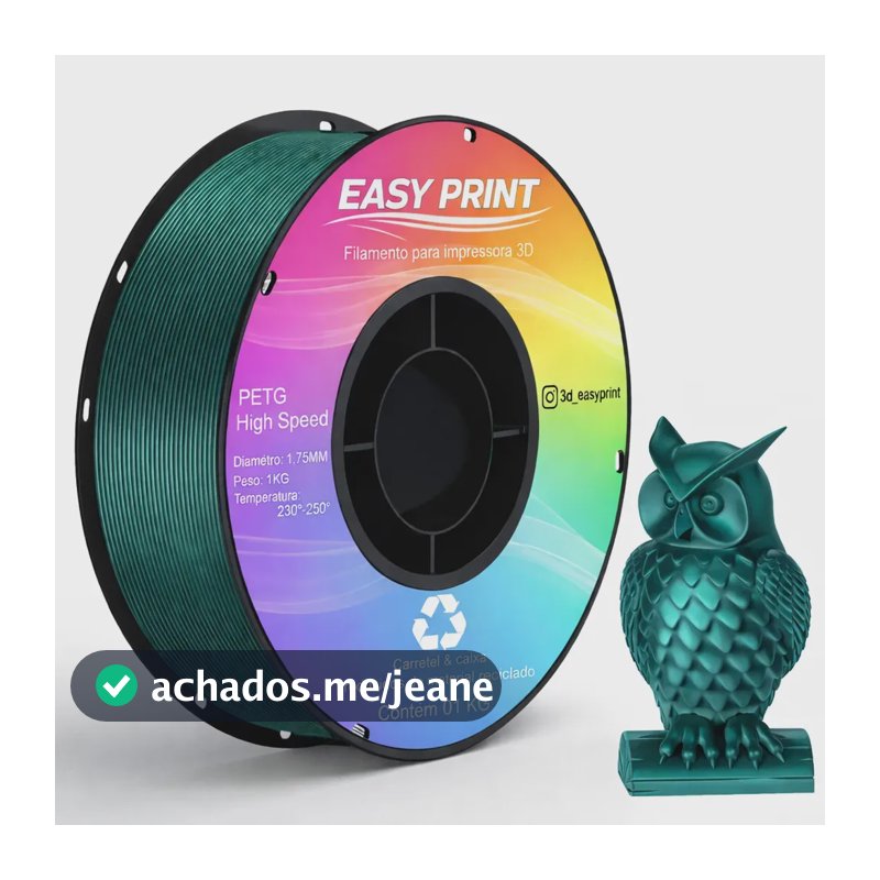 Filamento Petg Easy Print 3d Premium Impressão High Speed E High Fluid 1.75mm Para Impressora 3d Verde Metálico