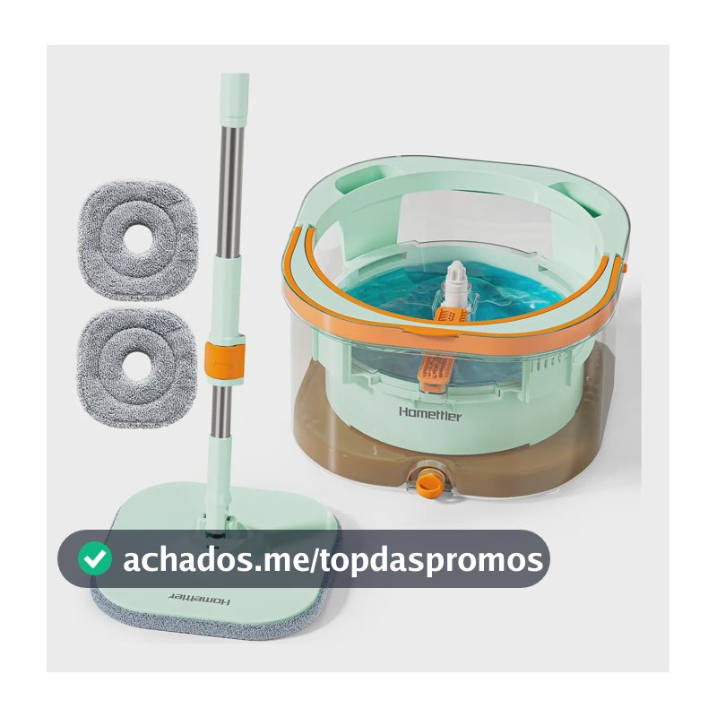Esfregão Giratório Autolimpante Com Separação De Água Verde-claro