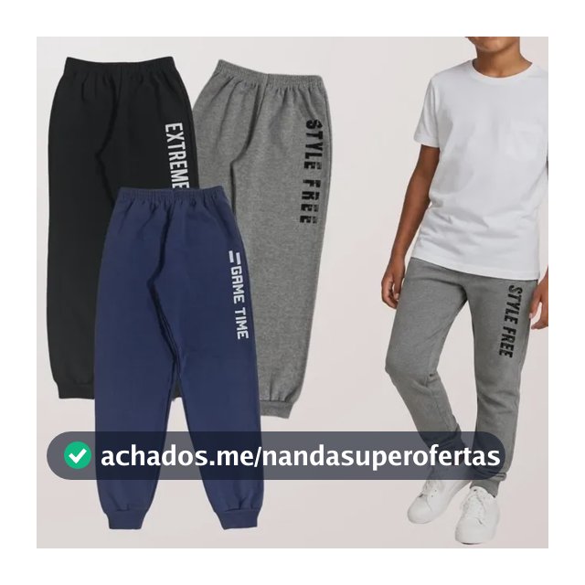 Kit 3 Calça Infantil Menino Moletom Estampada Lote Roupa