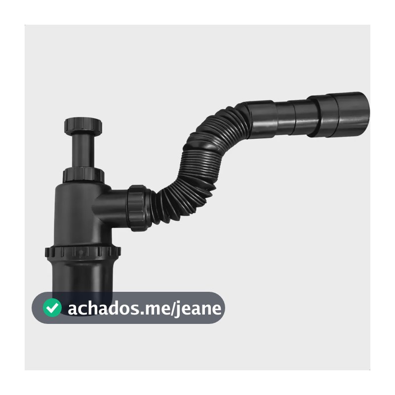 Sifão sanfonado copo universal pia cozinha banheiro cor preto
