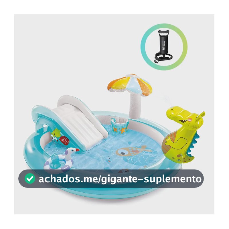Piscina Playground Jacaré Esguicha Água 180 L Bomba Gratis Azul