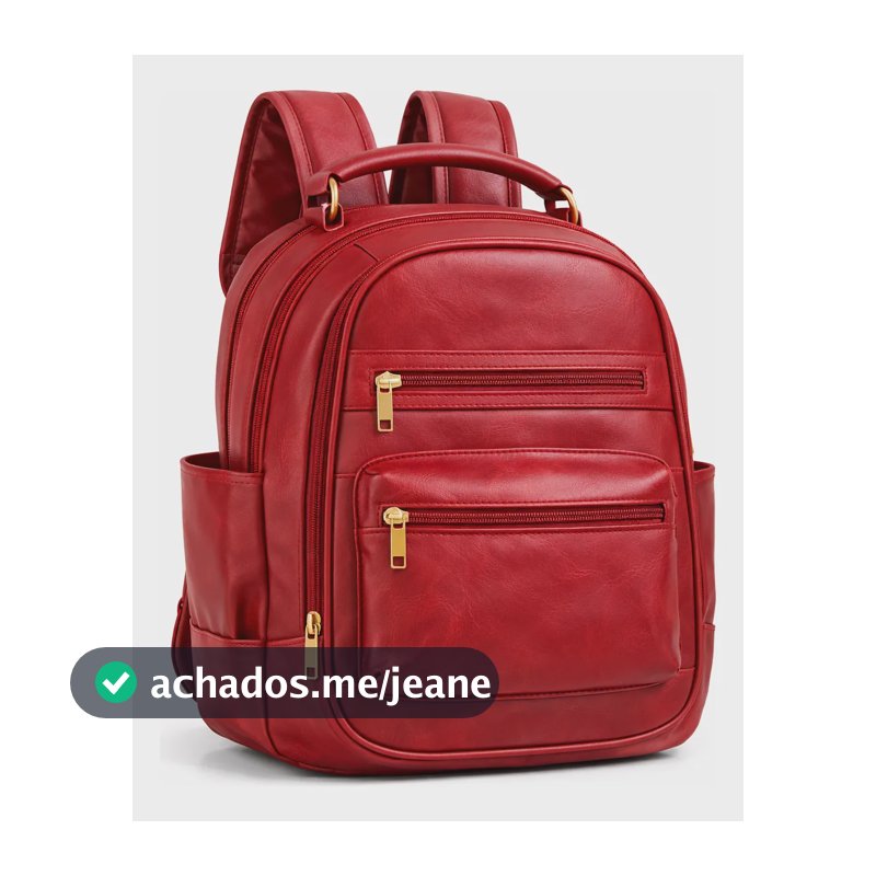 Mochila Bolsa Feminina Grande Couro Trabalho Escola Exclusiv Vermelho2