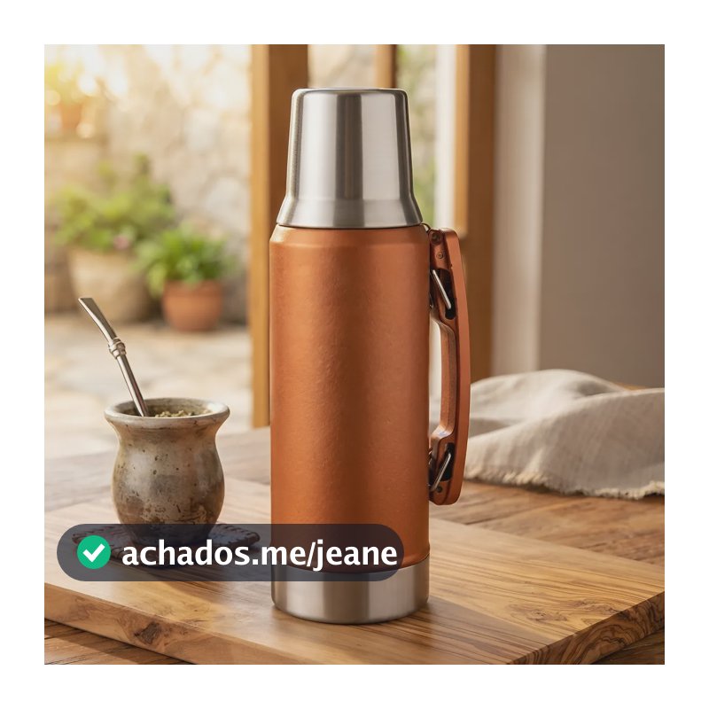 Garrafa Térmica Inox Resistente 1,2l Chimarrão Café Quente Laranja-escuro
