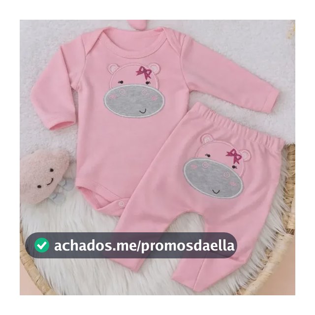 Conjunto Bebê Menina Algodão Body Manga Longa Mijão Bordado