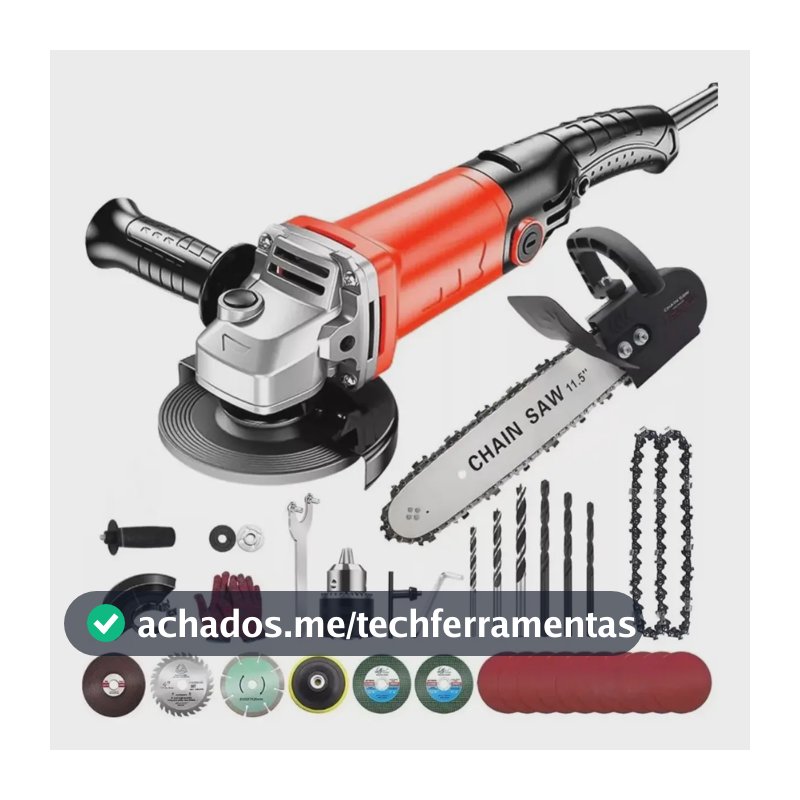 Esmerilhadeira Angular GM Bear 3 em 1, Com Furadeira e Motosserra 980W