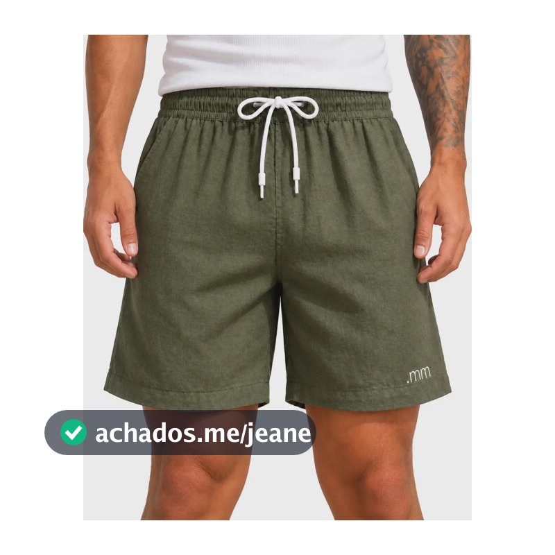 Bermuda Linho Masculina Mauricinho Praia Social Casual Verão Verde Liso M