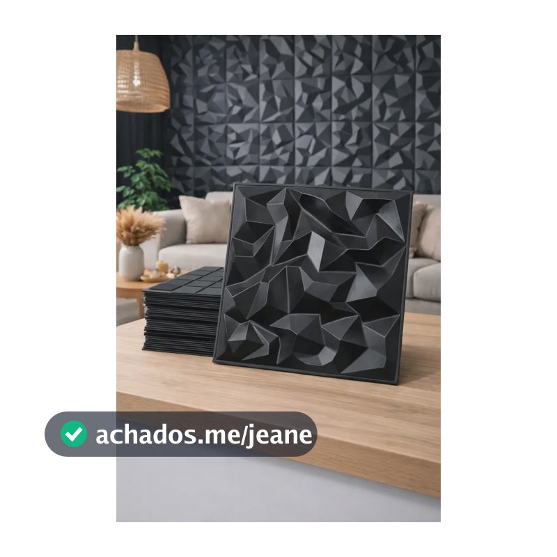 Kit 100 Placas 3d Pvc 25x25cm Decorativo Revestimento Parede Diamante Preto