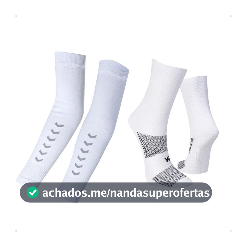 Kit Manguito + Meia Poliamida Unissex Corrida Ciclismo Bike Cor Branco Tamanho 34-39