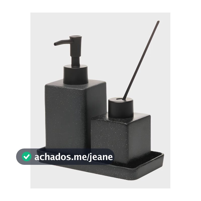 Kit Lavabo Banheiro E Difusor Aromatizador Granilite Preto