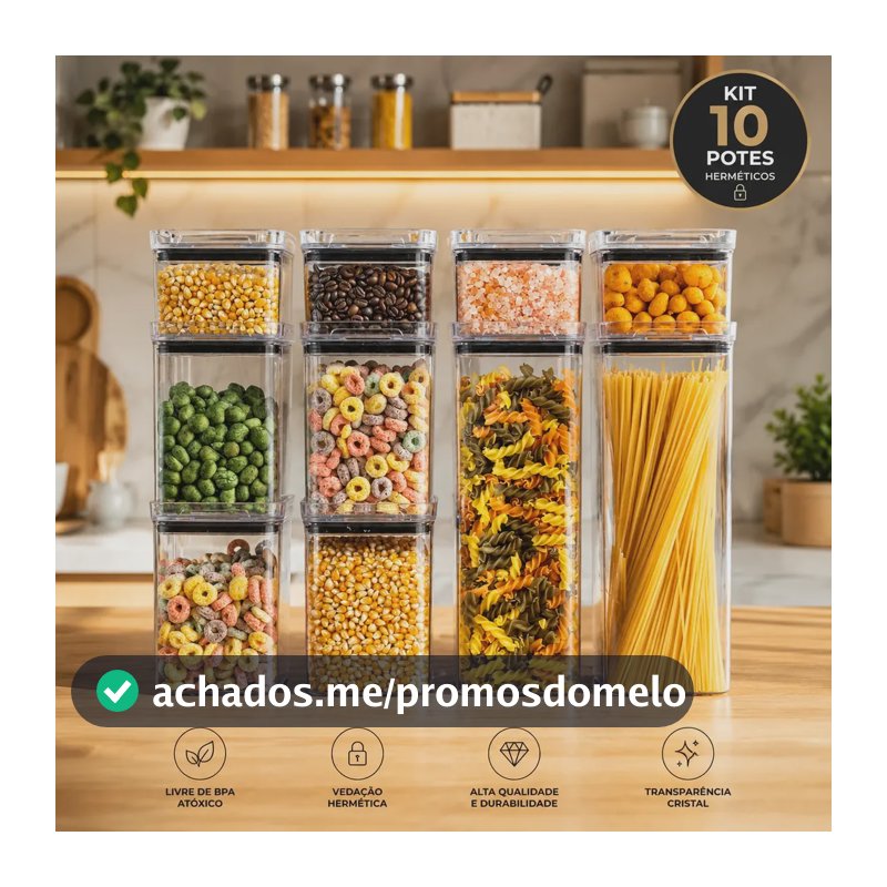 Kit 10 Porta Mantimentos Hermetico, Pote Para Alimentos