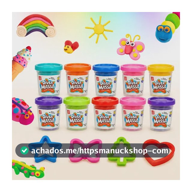 Kit 10 Massinhas Modelar + Moldes Brinde Coloridas Infantil Sortidas