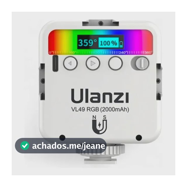 Lâmpada recarregável Ulanzi Vl49 Rgb para câmera ou smartphone com estrutura branca