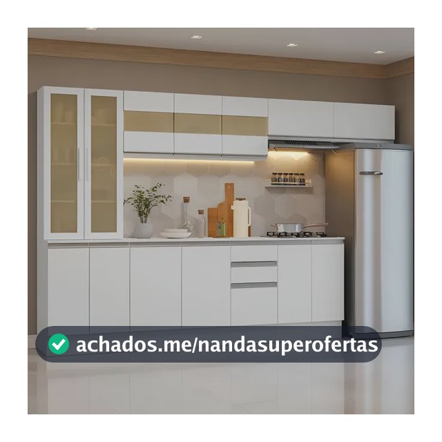 Armário Cozinha Completa 100% Mdf 300 Cm Smart Madesa 04 B Cor Branco