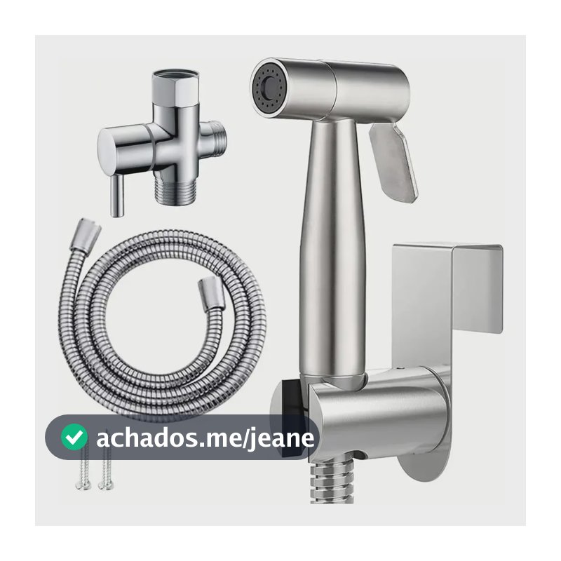 Ducha Higiênica Completa Quadrado Aço Inoxidável 304 Acabamento Escovado Cor Prateado