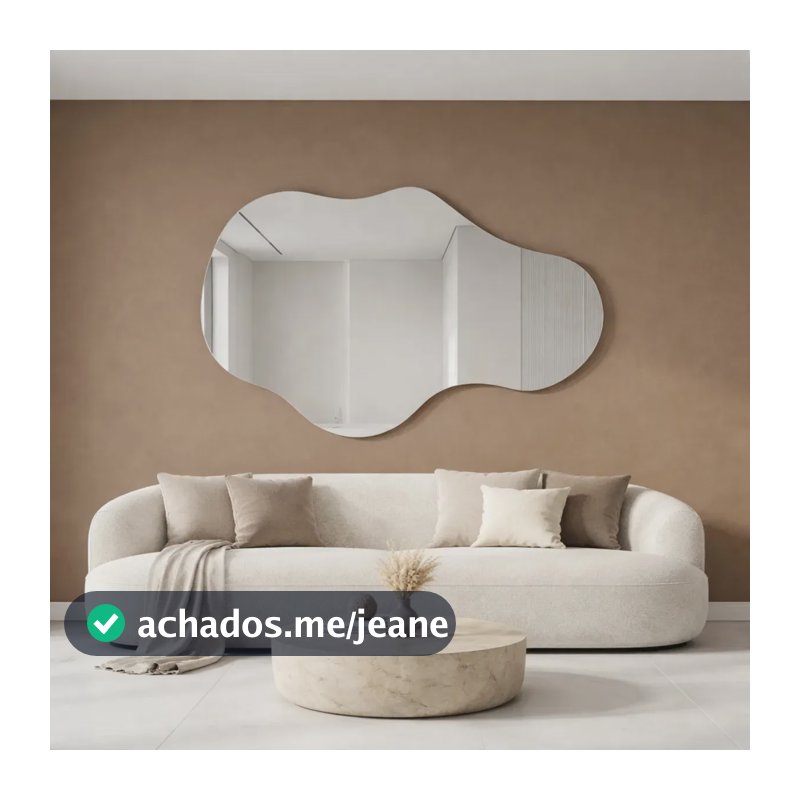 Espelho Orgânico Lopazzi 90x60cm Banheiro Lavabo Grande Design Moderno Luxo Decorativo Sala Quarto Vidro Cristal Lapidado Premium Com Suporte De Fixação E Fita Dupla Face Estilo Pinterest Original