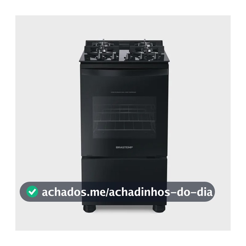 Fogão 4 Bocas Vidro Grade Dupla Bfo4vae Preto Brastemp