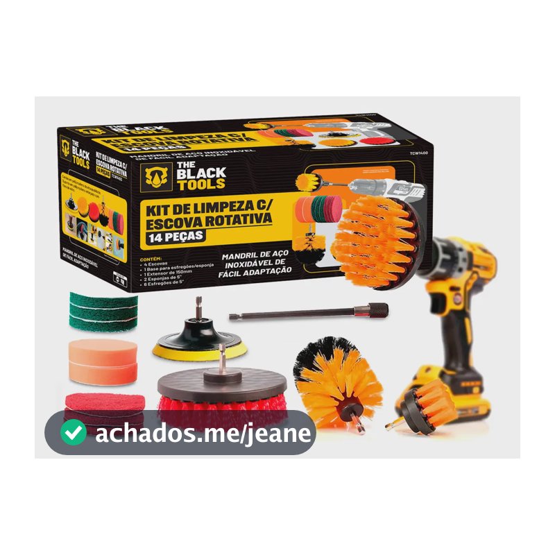 Kit 14 Escovas Rotativa Giratoria Limpeza Encaixa Uso Furadeira Parafusadeira TCW1400 The Black Tools