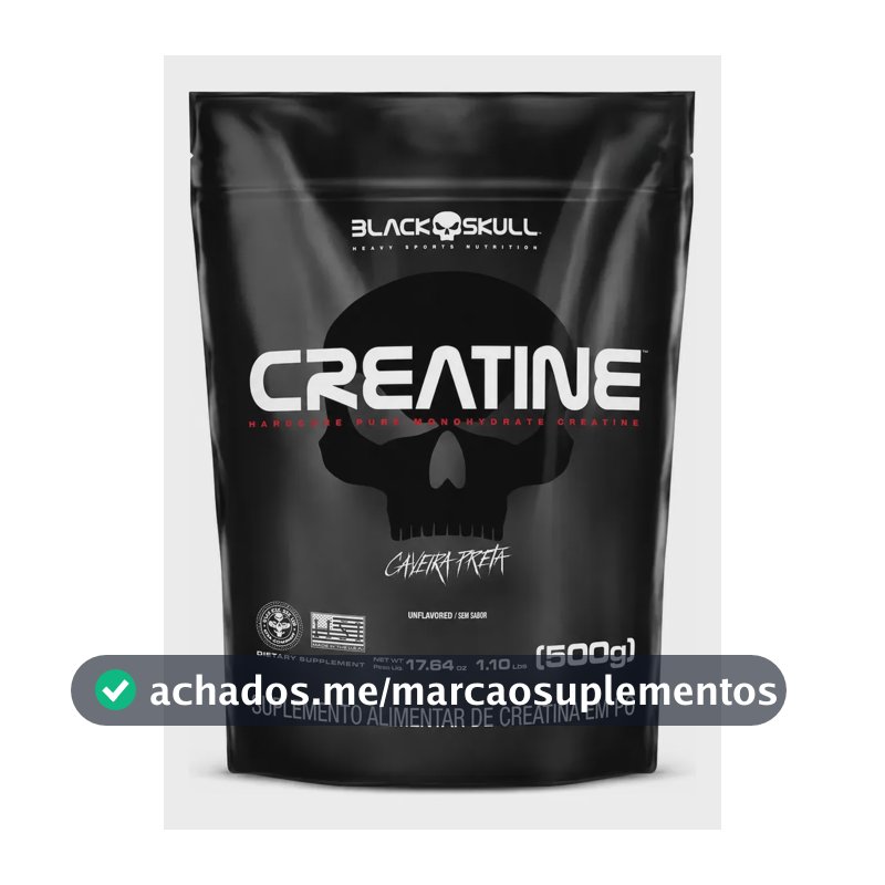 Creatina Monohidratada Pura Black Skull Pura - 100% Monoidratada Em Pó Sem Sabor X 500g