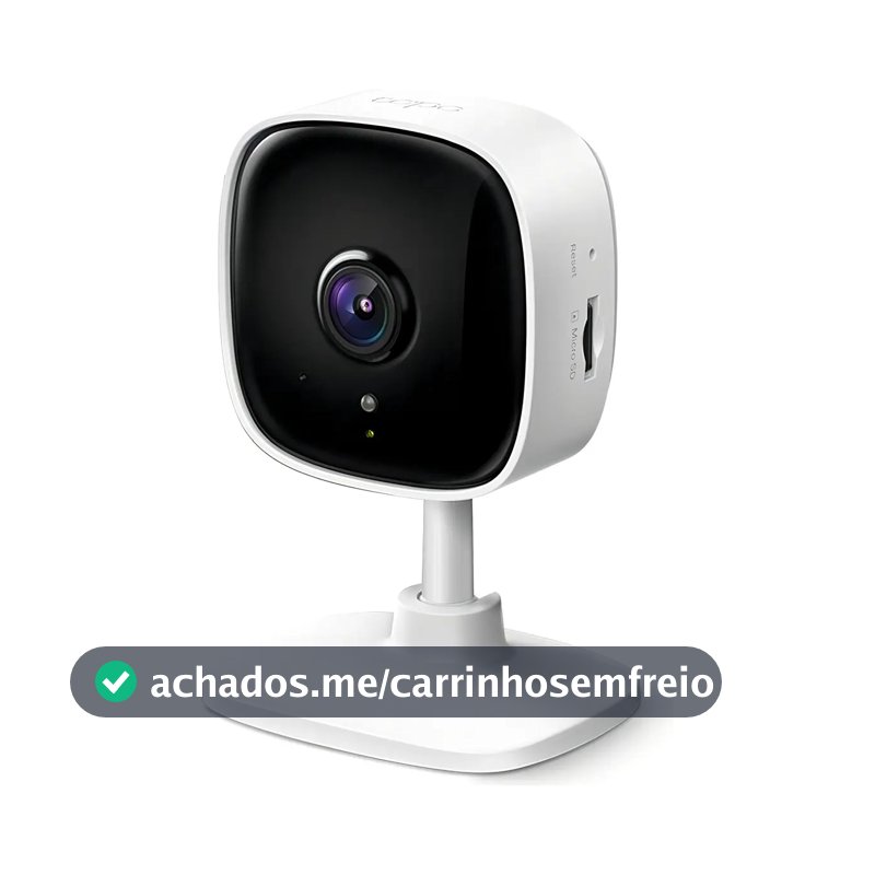 TP-Link Tapo C100 Câmera de Segurança Wi-Fi Interna Full HD 1080p, Visão Noturna até 9 m, Detecção de Movimento, Áudio Bidirecional, Alarme, ONVIF, Alexa e MicroSD até 512 GB