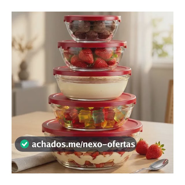 Kit 5 Potes De Vidro Jogo Bowls Organizador Cozinha Marmita Vermelho