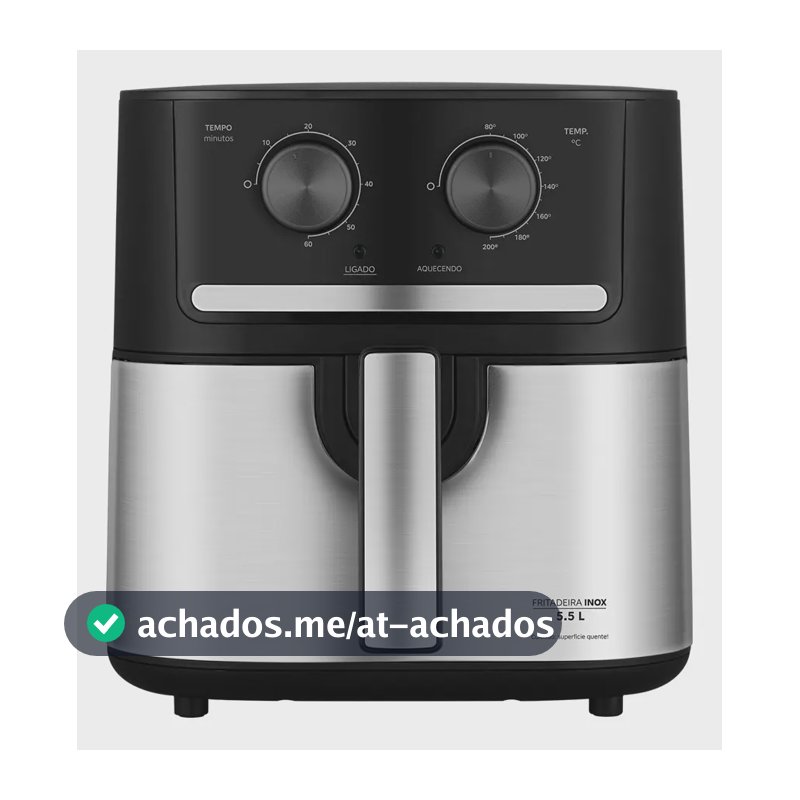 Fritadeira Air Fryer 5,5l Cyclone Preto E Inox Midea