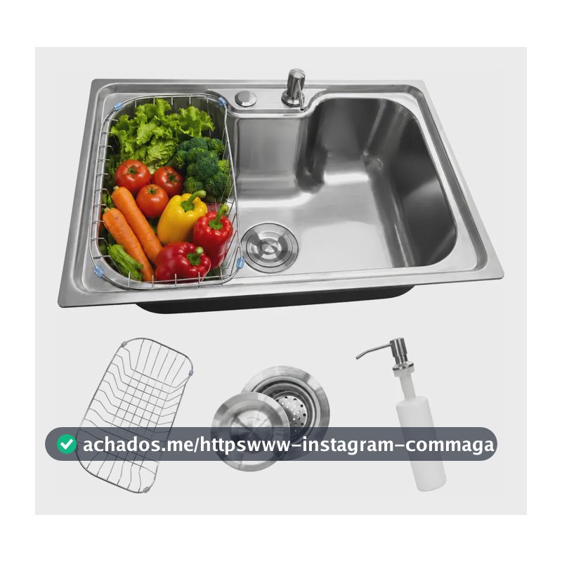 Pia Cuba Cozinha Gourmet Aço Inox 60x42 Com Acessórios Prateado