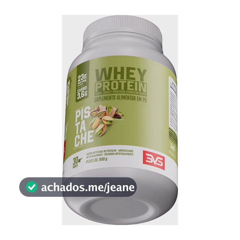 100% Whey Concentrado Com 23g De Proteína Por Dose - 900g. Sabor Pistache