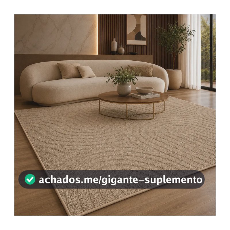 Tapete Moderno 2,5x2,0 Antiderrapante Alto Relevo Sala Bege 2.5 M 2 M Bege