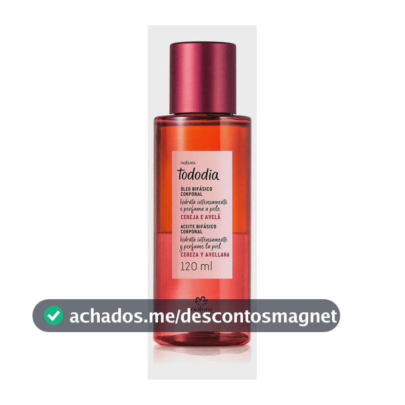 Óleo Corporal Bifásico Natura Tododia Cereja e Avelã 120ml hidrata intensamente