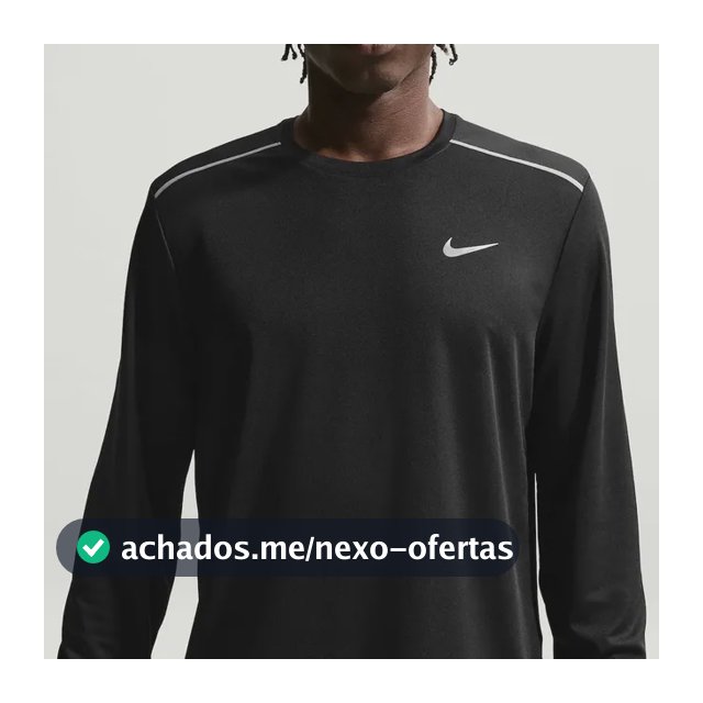 Camiseta Dri-fit Nike Manga Longa Uv Miler Masculina Preto G