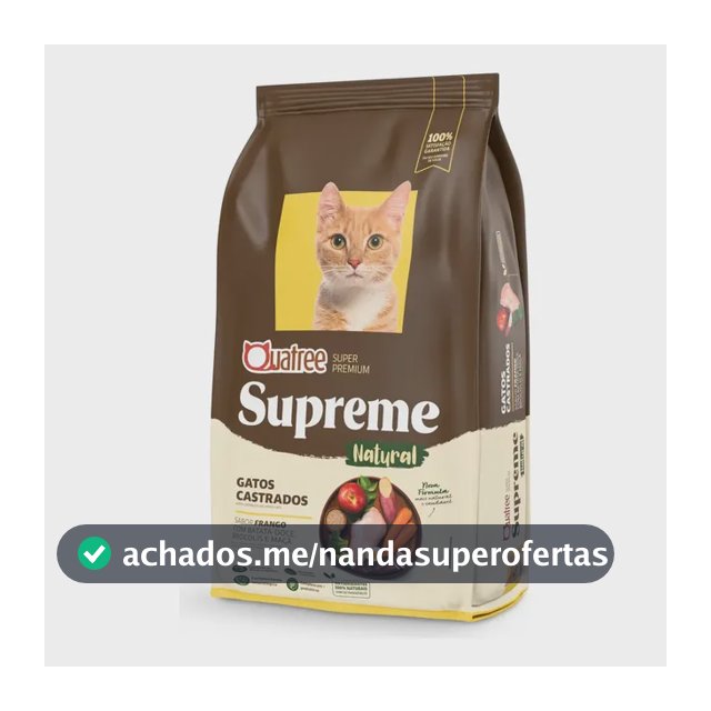 Ração Quatree Supreme Gatos Castrados Frango E Batata Doce 10,1 kg