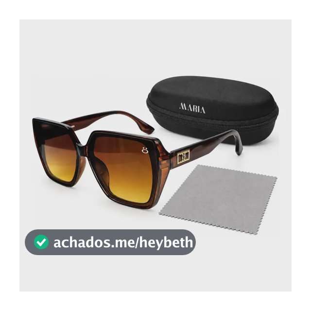 Oculos Sol Feminino Original Quadrado Protecao Uv + Case Marrom