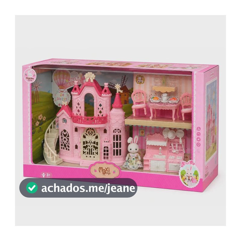Brinquedo Casinha Boneca Coelho Kit Castelo Parque Móveis Cenários Acessórios HopJoy Maxi Toys - CASINHA ENCANTADA