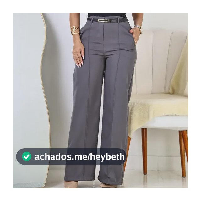 Calça Pantalona Feminina Social Alfaiataria Elegante C Cinto